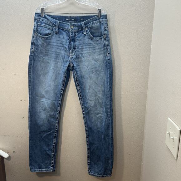 BKE Mason Jeans Mens 34x32 Blue Straight Leg Distressed Denim Mid Rise Classic - Picture 1 of 9